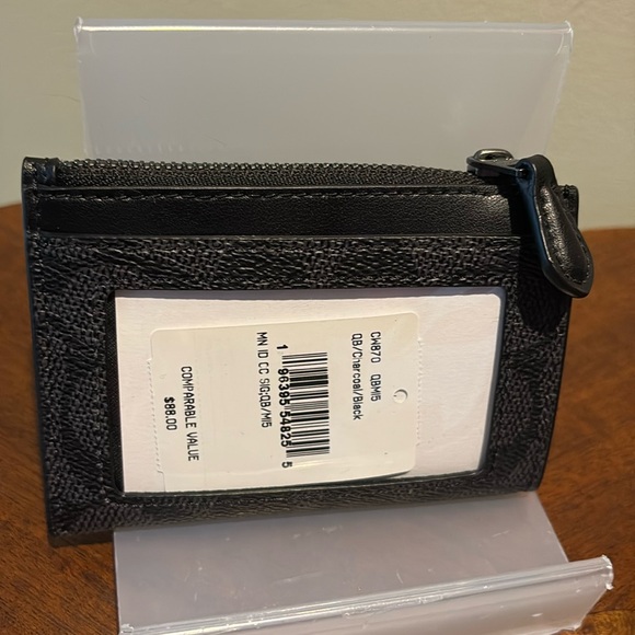 Coach  card holder  ID holder  coin case / key ring  4 in one case gray / Black - Picture 6 of 8